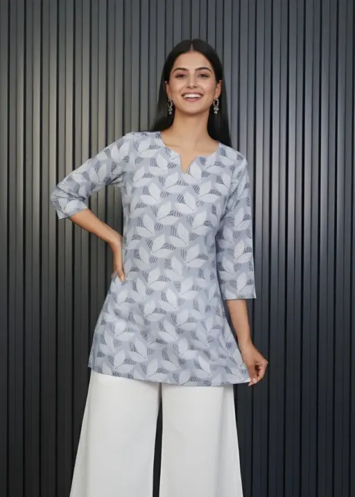 Shiv Vol 157 Grey Cotton Blend Printed Short Top