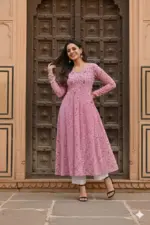 Shiv Vol 87 Pink Georgette Printed Long