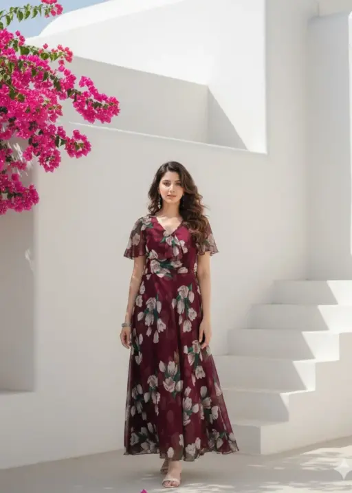 Shiv Vol 93 Maroon Georgette Floral Printed