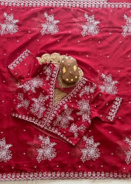 Tamanna 1099 Soft Tebby Orgenza White Tread Work