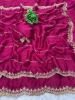 VFT Satin Chiffon Crush Silk Embroidery