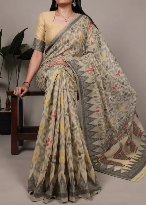WMN 7414A Poly Cotton Printed Saree Below 1000