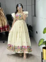 WMT 8230 Kora Cotton Kalamkari Floral Embroidery - Image 3