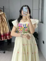 WMT 8230 Kora Cotton Kalamkari Floral Embroidery - Image 4