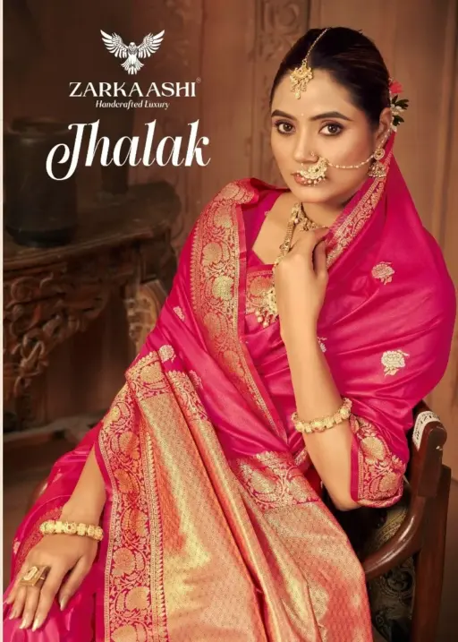 Zarkaashi Jhalak Katan Silk Festival Wear Saree Collection