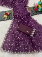 6330 Modal Jimmy Choo Embroidered Saree Collection - Image 5