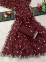 6330 Modal Jimmy Choo Embroidered Saree Collection - Image 6