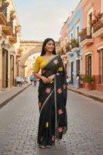 Bt 1305 B Viscose Rangoli Floral Embroidery Worked Fancy Saree Collection - Image 3