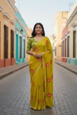 Bt 1305 B Viscose Rangoli Floral Embroidery Worked Fancy Saree Collection - Image 4