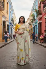 Bt 1305 B Viscose Rangoli Floral Embroidery Worked Fancy Saree Collection - Image 6