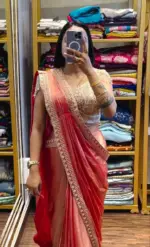 Bt 7133 Fandy Satin with Embroidery Sequence Worked Beautiful Saree Collection - Image 4