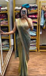 Bt 7133 Fandy Satin with Embroidery Sequence Worked Beautiful Saree Collection - Image 7