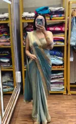 Bt 7137 Satin Sequence Ready to Wear Fancy Saree - Image 6