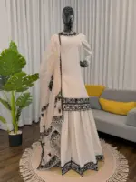 Deepika 5974 Natural Crep Thread Work - Image 4