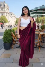 Delta White Blouse New Lycra Plain Fancy Saree Collection - Image 4