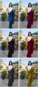 Delta White Blouse New Lycra Plain Fancy Saree Collection - Image 6