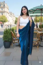 Delta White Blouse New Lycra Plain Fancy Saree Collection - Image 8