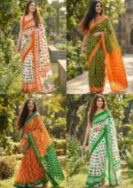 Df Trirang Cotton Printed Republic Day Special Tricolor Saree Collection - Image 5