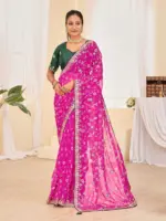 Jalnidhi Ful Patti Georgette with Embroidery Bandhani Saree Collection - Image 10