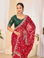 Jalnidhi Ful Patti Georgette with Embroidery Bandhani Saree Collection - Image 16