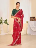 Jalnidhi Ful Patti Georgette with Embroidery Bandhani Saree Collection - Image 26