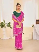 Jalnidhi Ful Patti Georgette with Embroidery Bandhani Saree Collection - Image 27