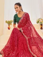 Jalnidhi Ful Patti Georgette with Embroidery Bandhani Saree Collection - Image 3