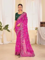 Jalnidhi Ful Patti Georgette with Embroidery Bandhani Saree Collection - Image 34