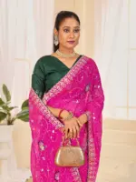 Jalnidhi Ful Patti Georgette with Embroidery Bandhani Saree Collection - Image 39