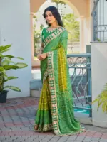 Jalnidhi Saloni Moss Chiffon with Fancy Bandhani Printed Saree Collection - Image 13
