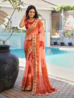 Jalnidhi Saloni Moss Chiffon with Fancy Bandhani Printed Saree Collection - Image 19