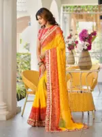 Jalnidhi Saloni Moss Chiffon with Fancy Bandhani Printed Saree Collection - Image 23