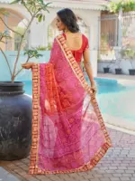Jalnidhi Saloni Moss Chiffon with Fancy Bandhani Printed Saree Collection - Image 4