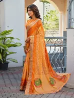Jalnidhi Saloni Moss Chiffon with Fancy Bandhani Printed Saree Collection - Image 5
