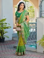 Jalnidhi Saloni Moss Chiffon with Fancy Bandhani Printed Saree Collection - Image 8