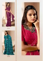 Kashvi Amrita Dull Moss Foil Printed Saree Collection - Image 11