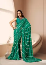 Kashvi Amrita Dull Moss Foil Printed Saree Collection - Image 15