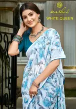 Kashvi White Queen Georgette Casual Wear Saree Collection