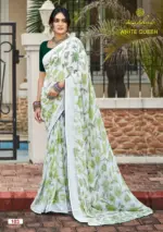 Kashvi White Queen Georgette Casual Wear Saree Collection - Image 2