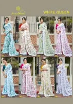 Kashvi White Queen Georgette Casual Wear Saree Collection - Image 7