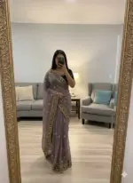 Kc 207 Moss Silk Sequins and Zari Worked Designer Saree Collection - Image 7