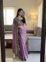 Kc 207 Moss Silk Sequins and Zari Worked Designer Saree Collection - Image 8