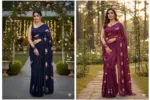 Kc 57 Georgette Multi Thread Sequence Worked Beautiful Saree Collection - Image 2