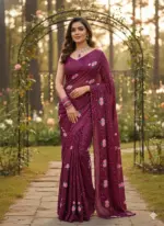 Kc 57 Georgette Multi Thread Sequence Worked Beautiful Saree Collection - Image 4