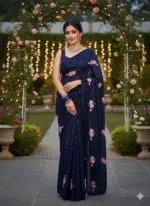 Kc 57 Georgette Multi Thread Sequence Worked Beautiful Saree Collection - Image 6
