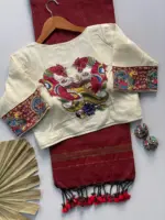 Khadi Vol 3 Khadi Cotton Jari Lining Saree and Blouse Apllic Work Collection - Image 12