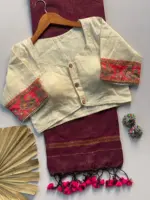 Khadi Vol 3 Khadi Cotton Jari Lining Saree and Blouse Apllic Work Collection - Image 13