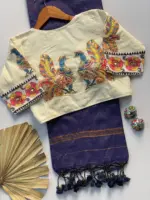 Khadi Vol 3 Khadi Cotton Jari Lining Saree and Blouse Apllic Work Collection - Image 2