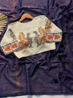 Khadi Vol 3 Khadi Cotton Jari Lining Saree and Blouse Apllic Work Collection - Image 4