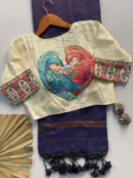 Khadi Vol 3 Khadi Cotton Jari Lining Saree and Blouse Apllic Work Collection - Image 5